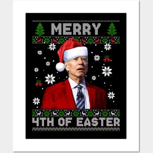 Merry 4th Of Easter Funny Joe Biden Christmas Ugly Sweater Posters and Art